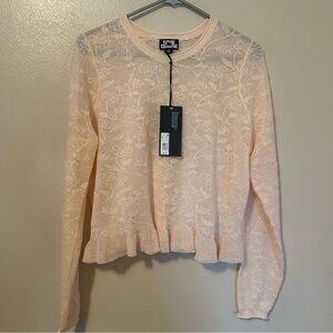 NWT Future Collective Jaquard Knit Sweater in Light Peach